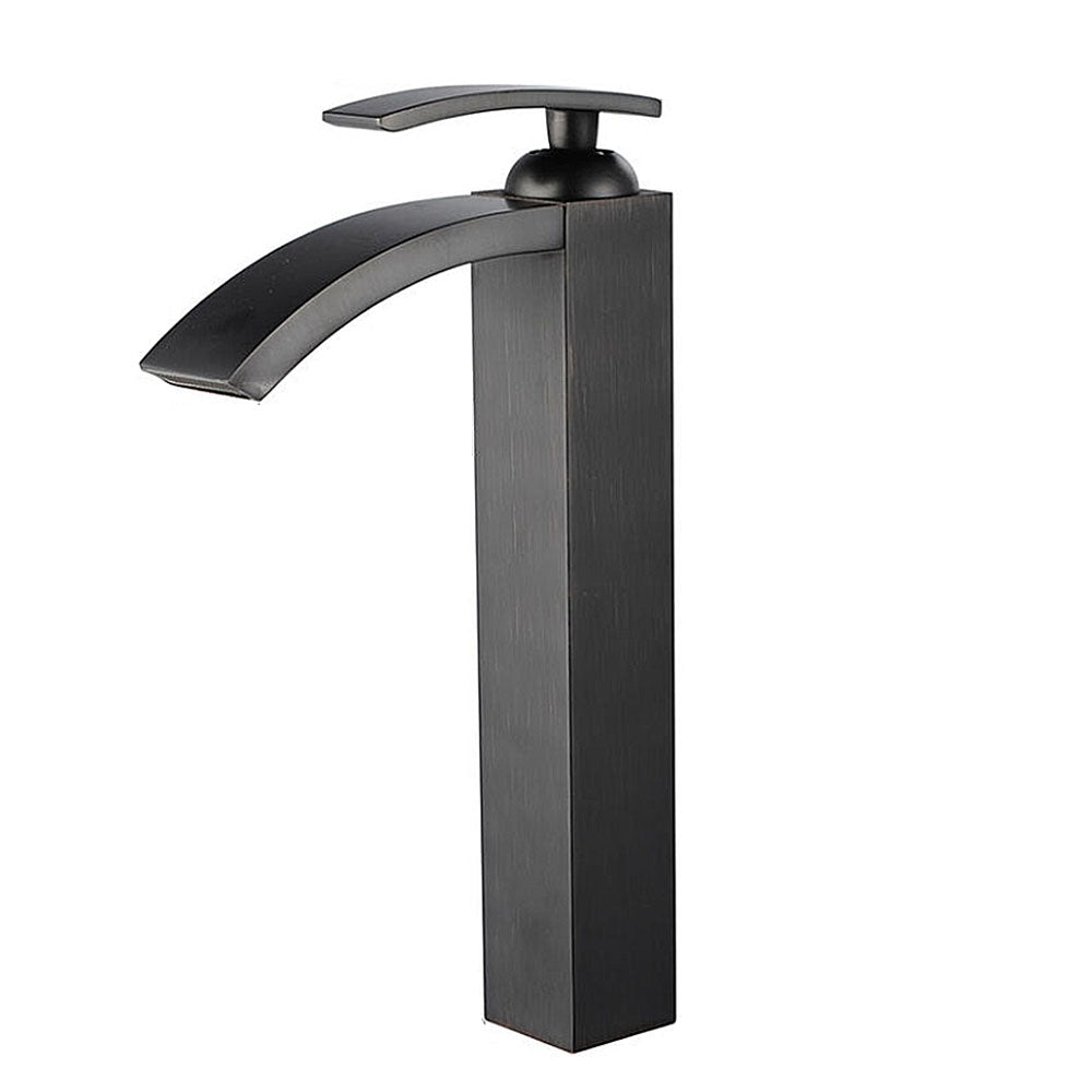 Robinet de salle de bain Mitigeur lavabo cascade Haut cascade Noir Flexible