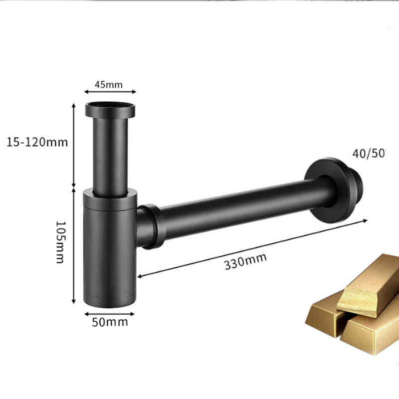 Siphon de Lavabo en Laiton Universel 45mm Tube de Siphon Noir Design standard Reglable Anti Odeur