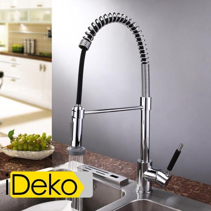 Robinet de cuisine Mitigeur d’evier cuisine Haut etirable Flexible
