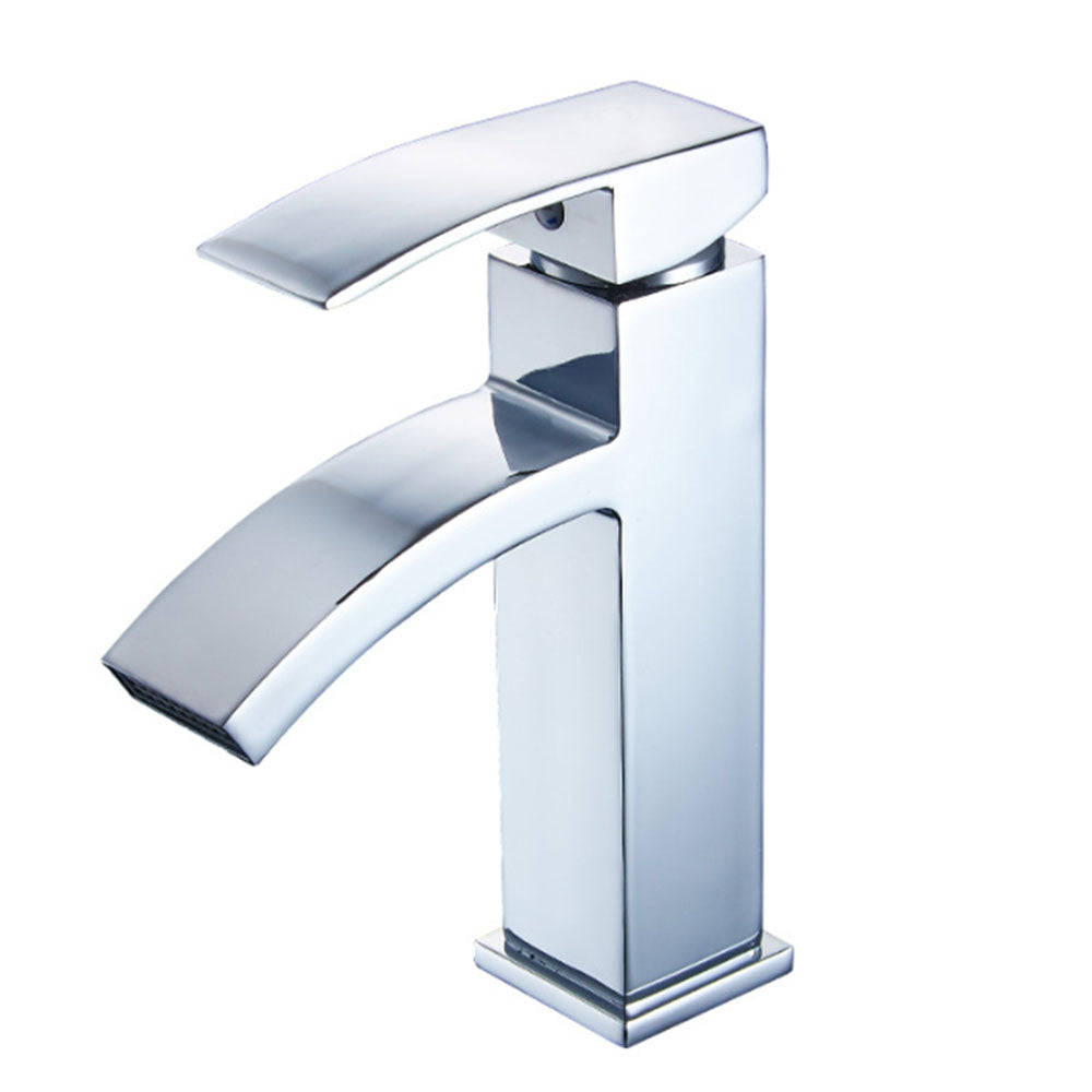 Robinet de salle de bains Mitigeur lavabo Robinet d'evier cascade chrome contemporain Monocommande