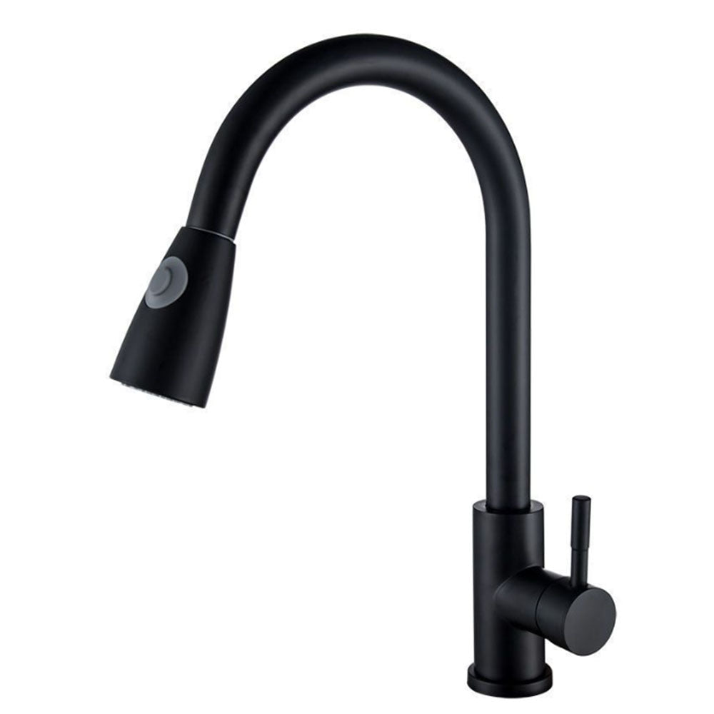 Robinet de cuisine 2 jets de douchette etirab multi fonction famille standard Noir moderne
