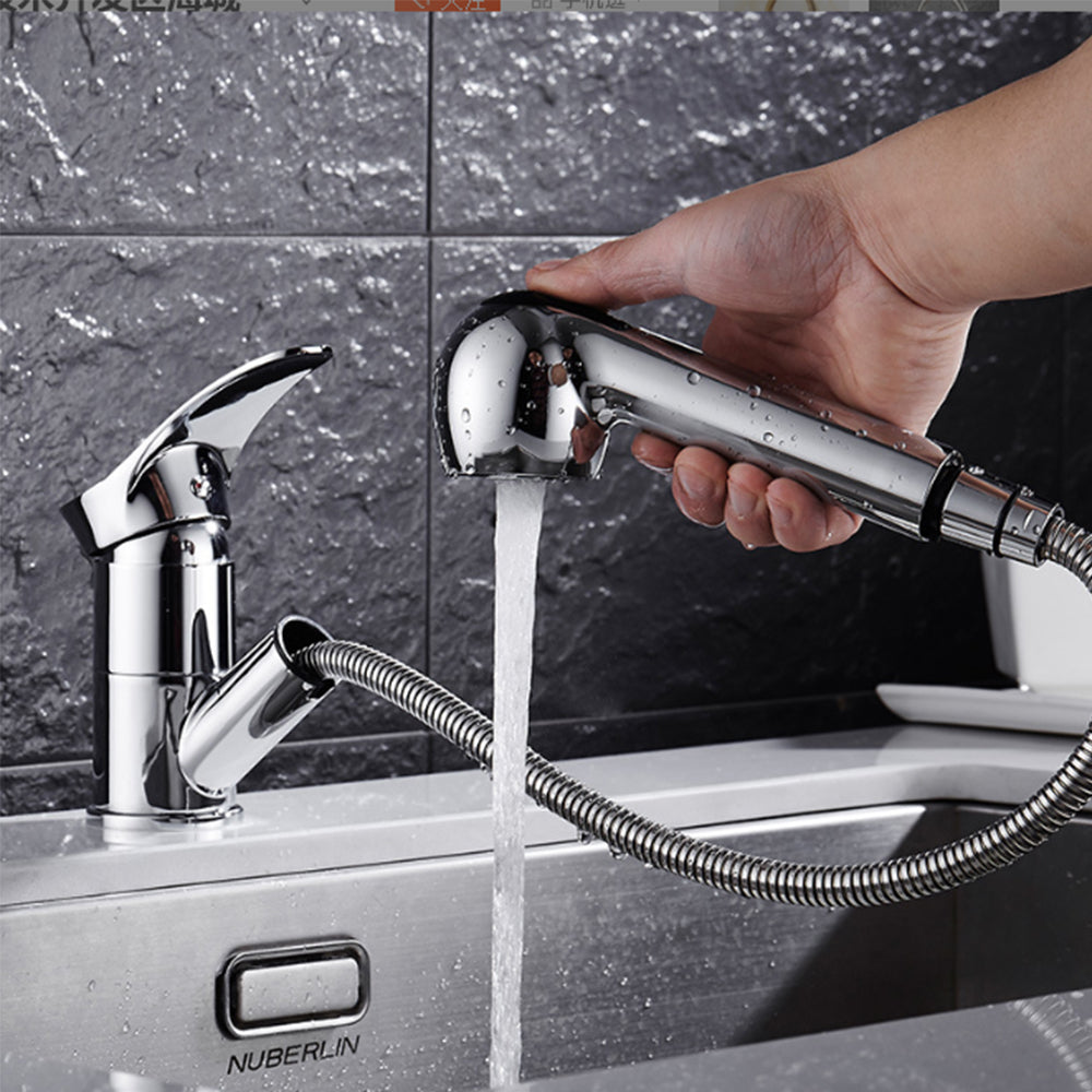 Robinet de cuisine salle de bain grande doucette etirable Mitigeur de lavabo Chrome avec Flexible