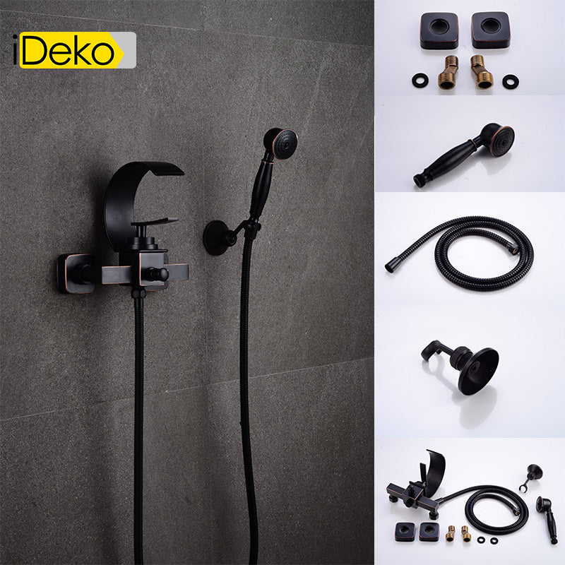 Robinet de douche mural salle de bain douche baignoir cascade mural avec pommeau de douche en laiton ceramique