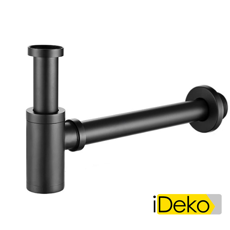 Siphon de Lavabo en Laiton Universel 45mm Tube de Siphon Noir Design standard Reglable Anti Odeur