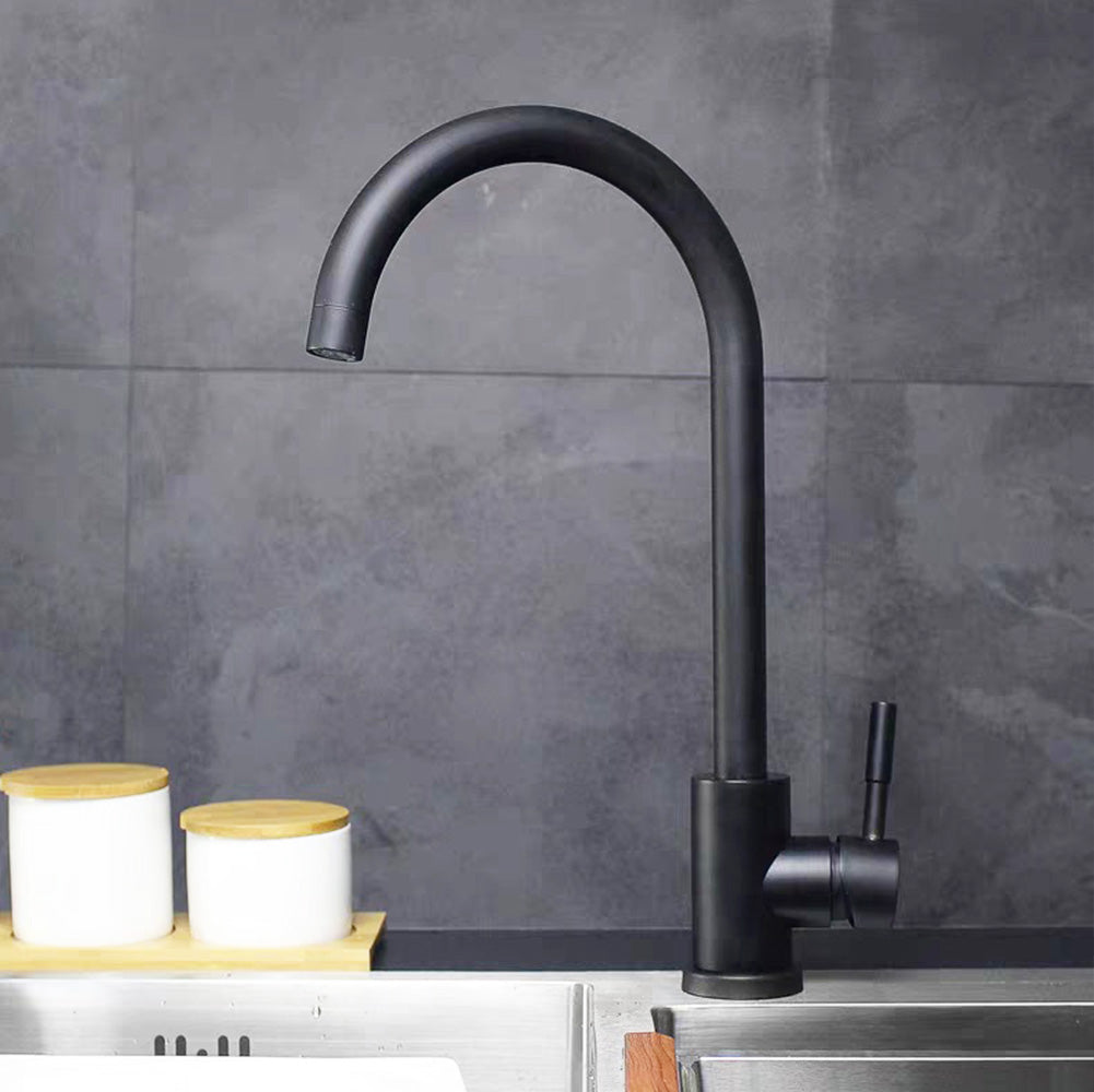 Robinet de cuisine en ceramique rotation a 360 degres evier Noir retro standard EU