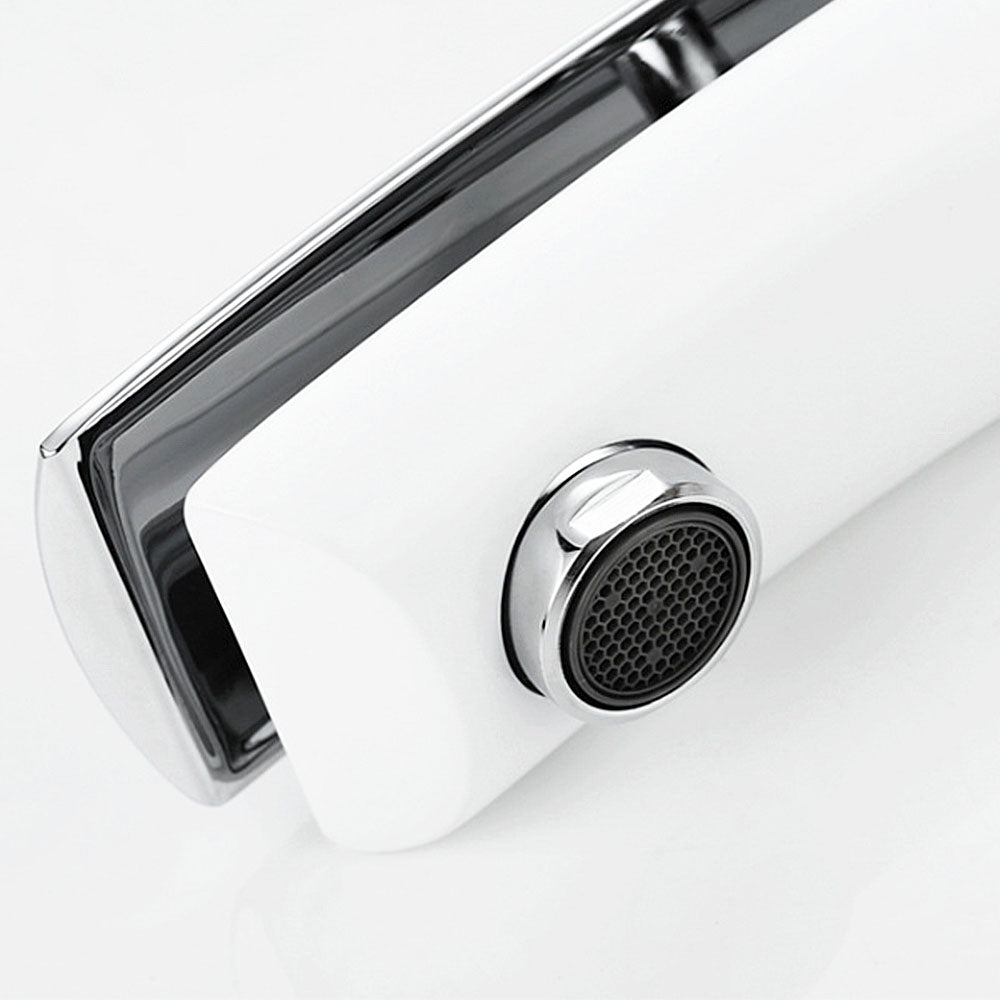 Robinet de salle de bain mitigeur de lavabo style mono laiton ceramique blanc