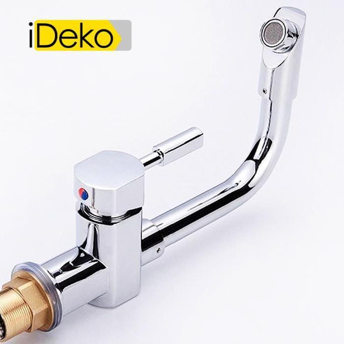 Robinet de cuisine Mitigeur pour lavabo Chrome avec Flexible