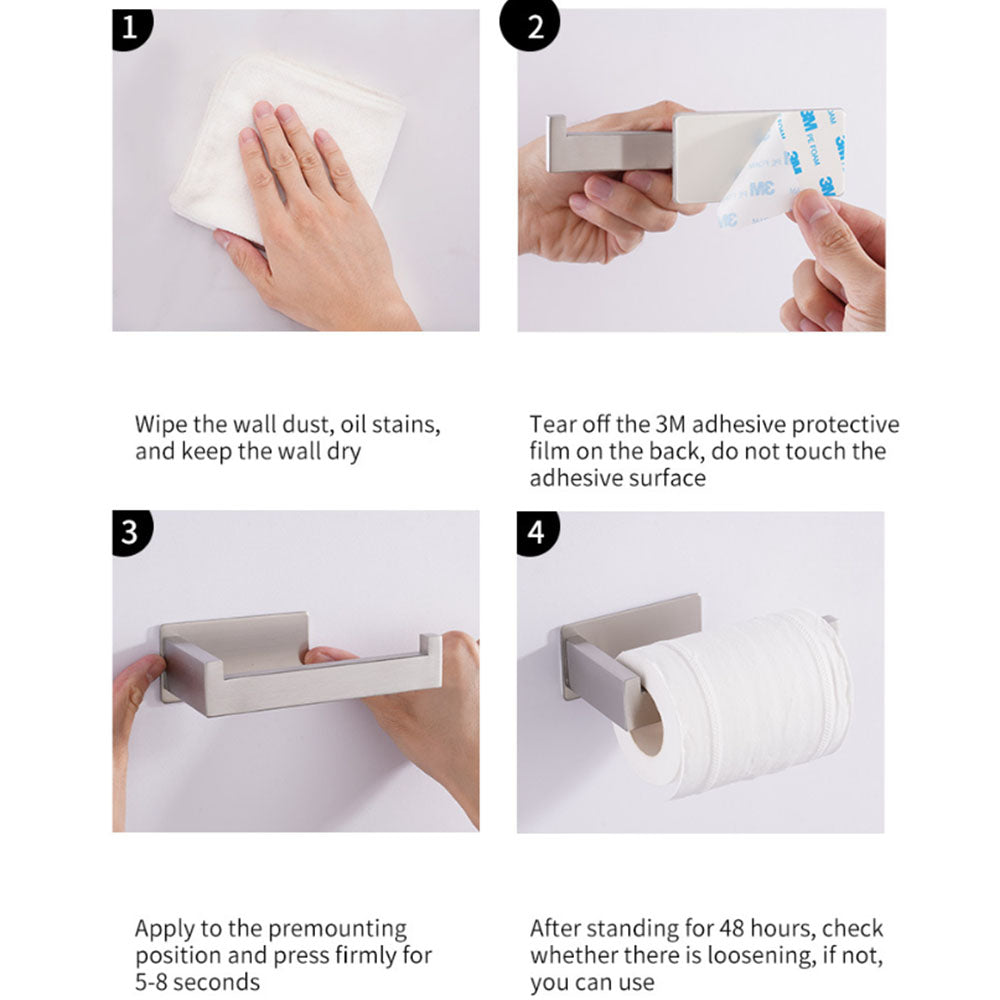 Porte rouleau serviette Papier Toilette WC Auto-adhesif Mural de Salle de Bains 304 Acier Inoxydable