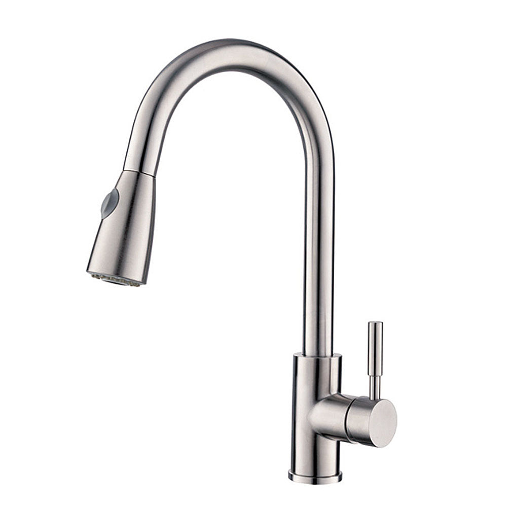 Robinet de cuisine Mitigeur Robinet d'evier rotation a 360 degres Avec spray demontable Laiton Nickel brosse