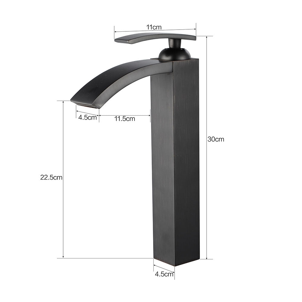 Robinet de salle de bain Mitigeur lavabo cascade Haut cascade Noir Flexible