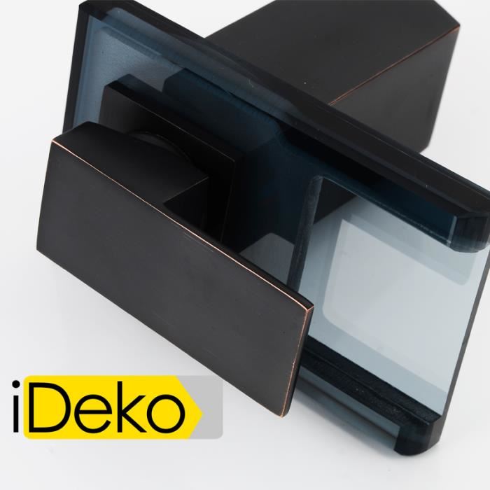 Robinet Mitigeur lavabo cascade salle de bain en ceramique en verre Noir SANS LED & Flexible