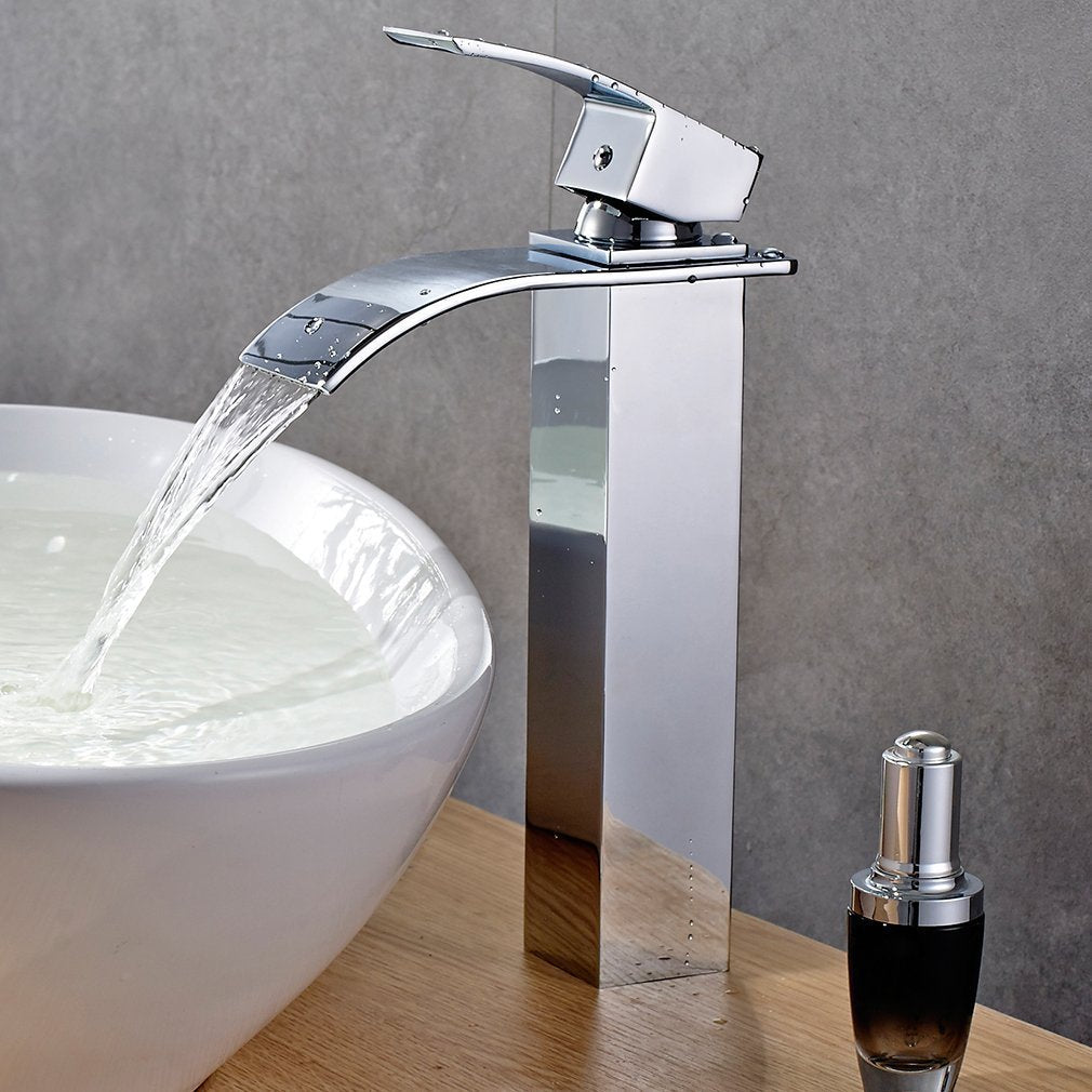 Robinet Mitigeur lavabo salle de bain personnalisee evier robinet cascade contemporaine mitigeur finition chromee