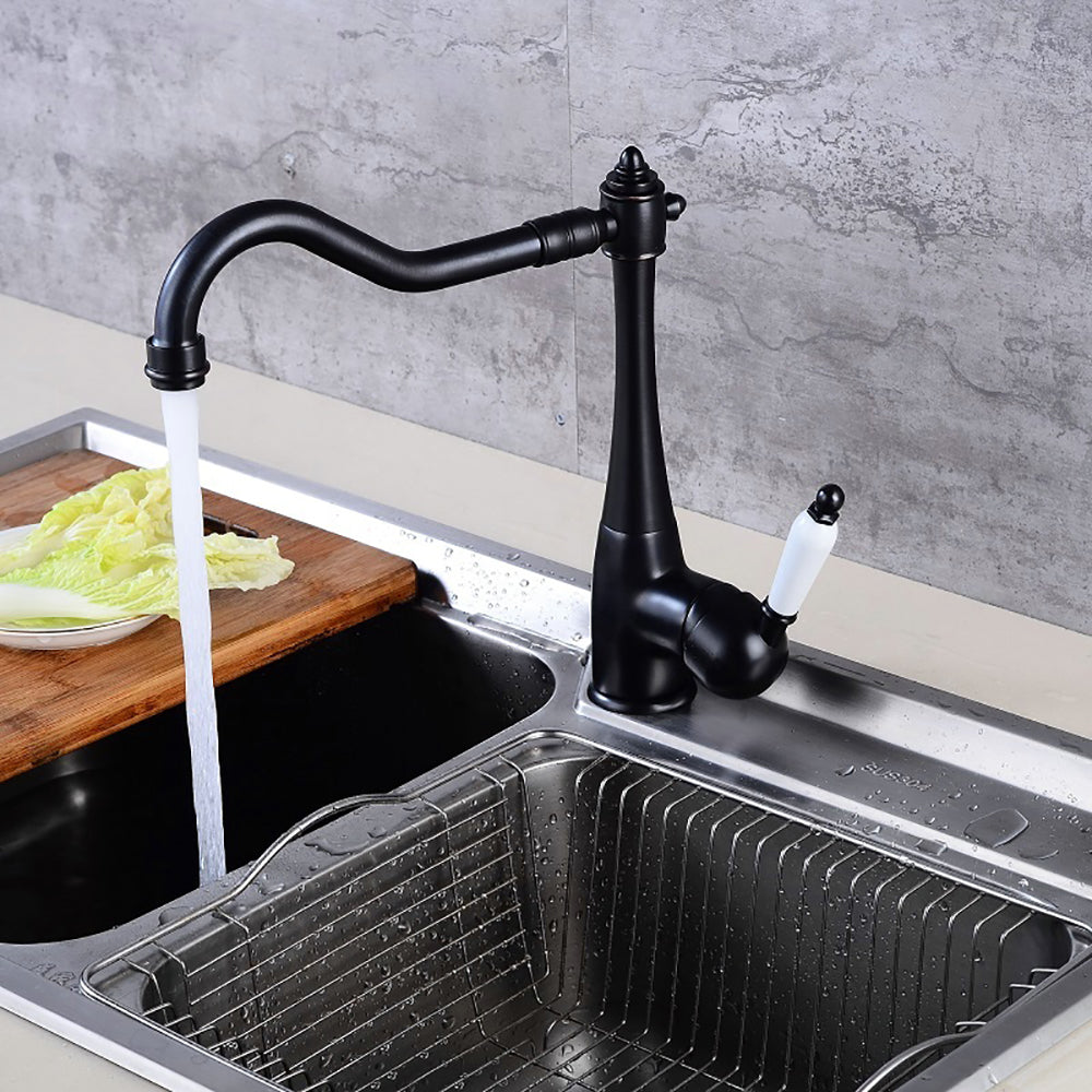 Robinet de cuisine salle de bain Mitigeur lavabo vintage en ceramique robinet evier de cuisine mitigeur noir