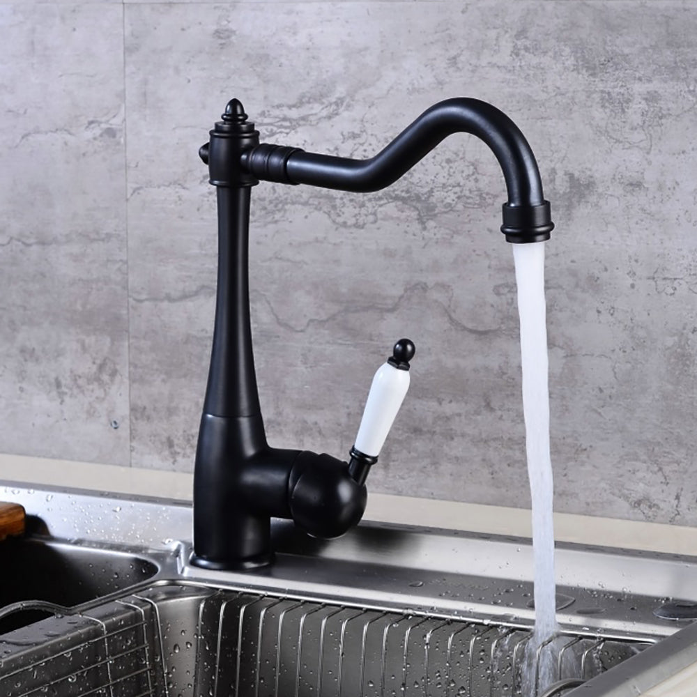 Robinet de cuisine salle de bain Mitigeur lavabo vintage en ceramique robinet evier de cuisine mitigeur noir