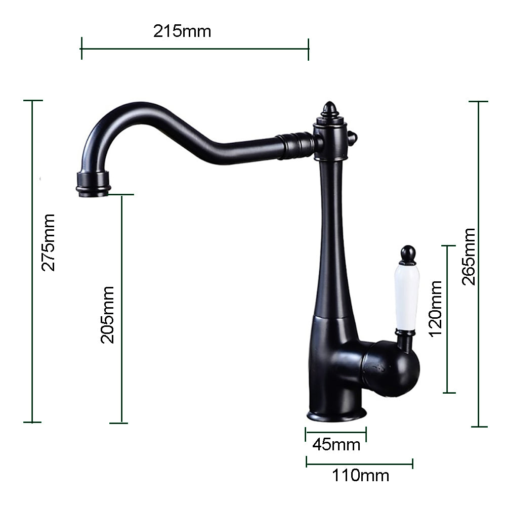 Robinet de cuisine salle de bain Mitigeur lavabo vintage en ceramique robinet evier de cuisine mitigeur noir
