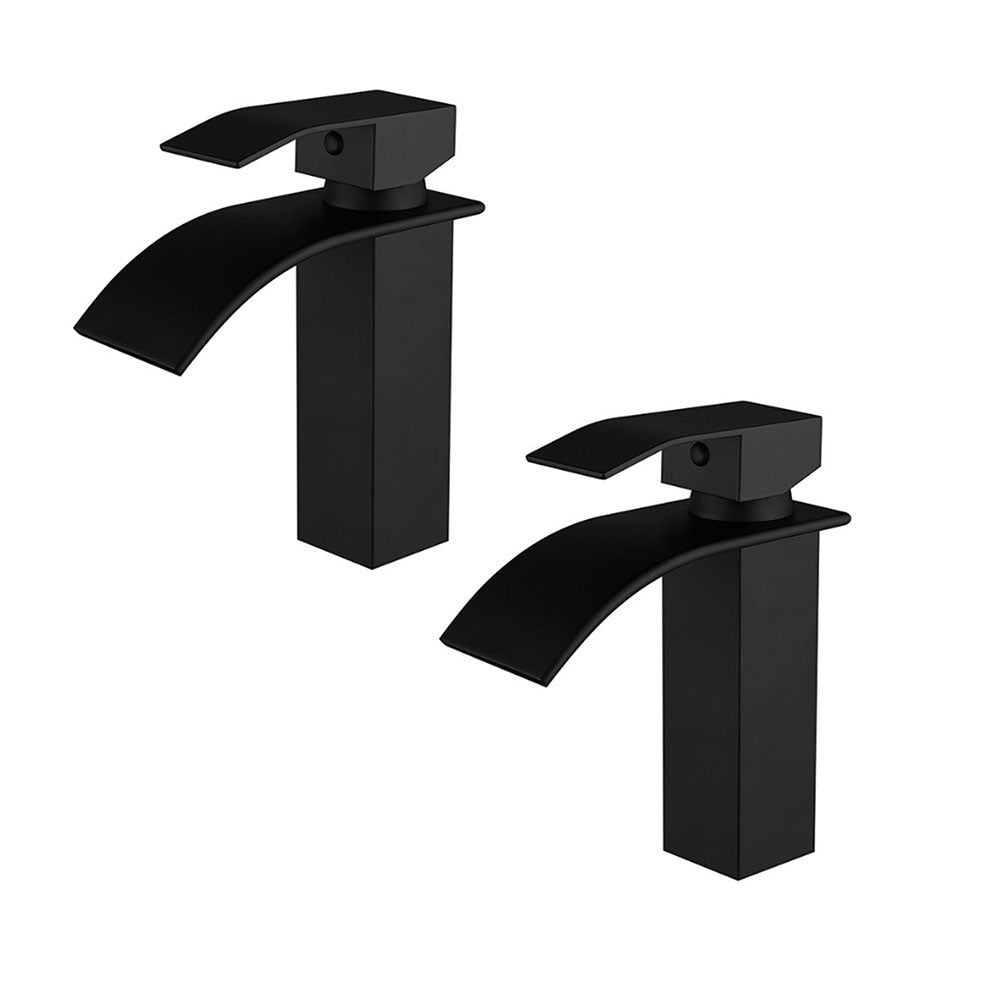 2x Robinet de salle de bain Mitigeur Lavabo en laiton finition peinture Noir cascade robinet d'evier salle de bains