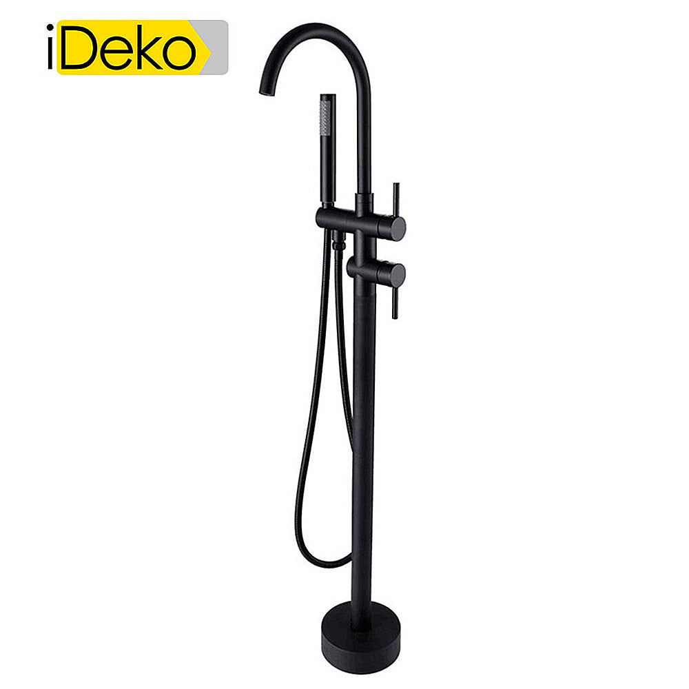 Robinet de baignoire ilot sur Pied mitigeur salle de bain douche verticale avec Douchette Noir