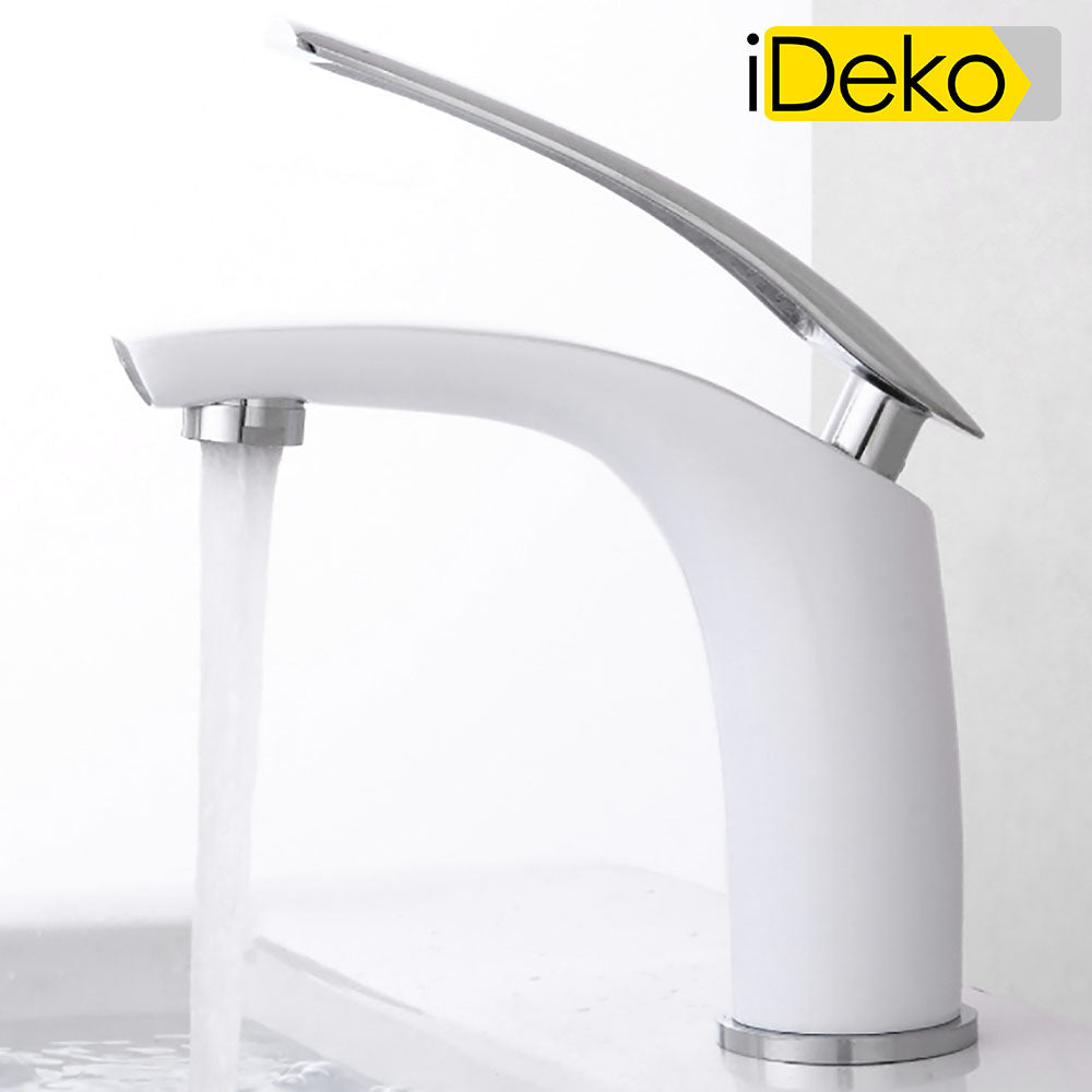 Robinet de salle de bain mitigeur de lavabo style mono laiton ceramique blanc