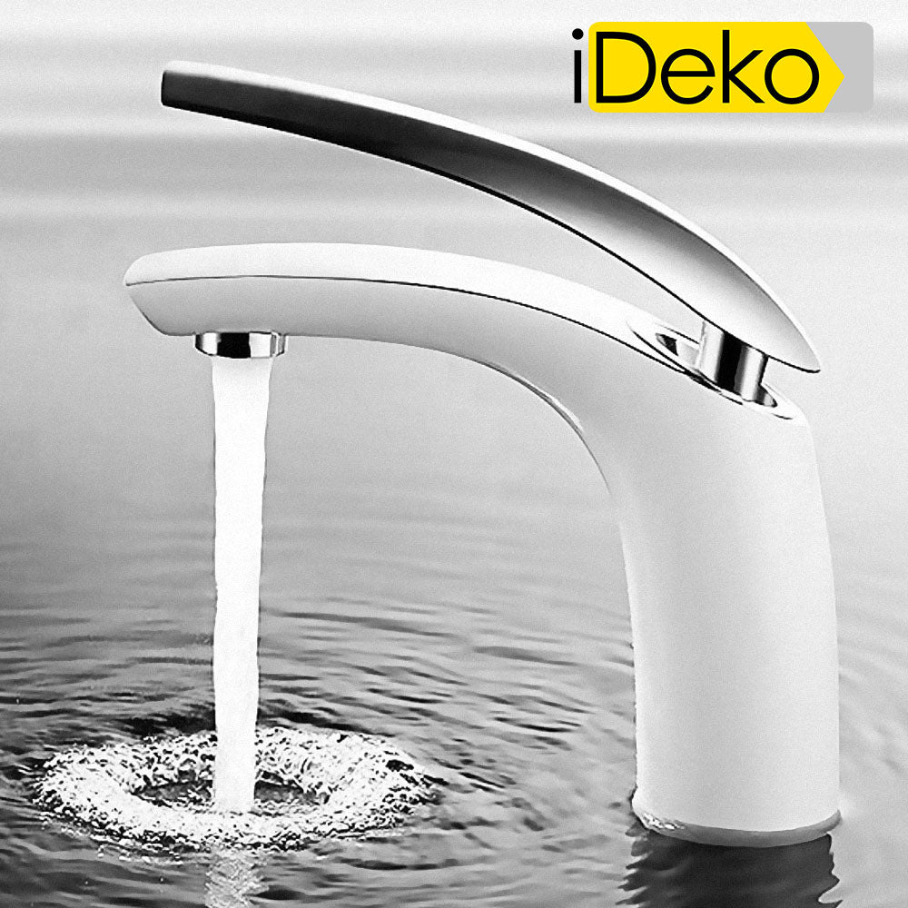 Robinet de salle de bain mitigeur de lavabo style mono laiton ceramique blanc
