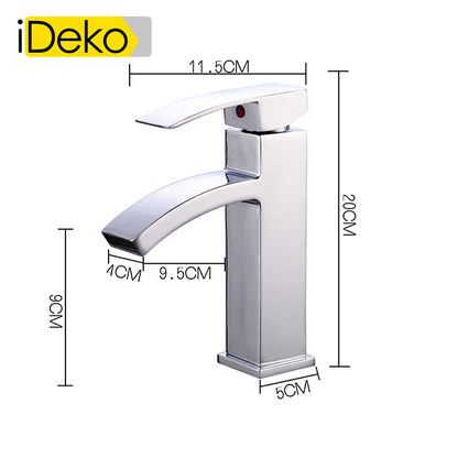 Robinet de salle de bains Mitigeur lavabo Robinet d'evier cascade chrome contemporain Monocommande