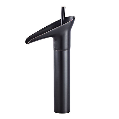 Robinet de salle de bain cascade Vintage Noir en laiton pour Vasque avec Flexible