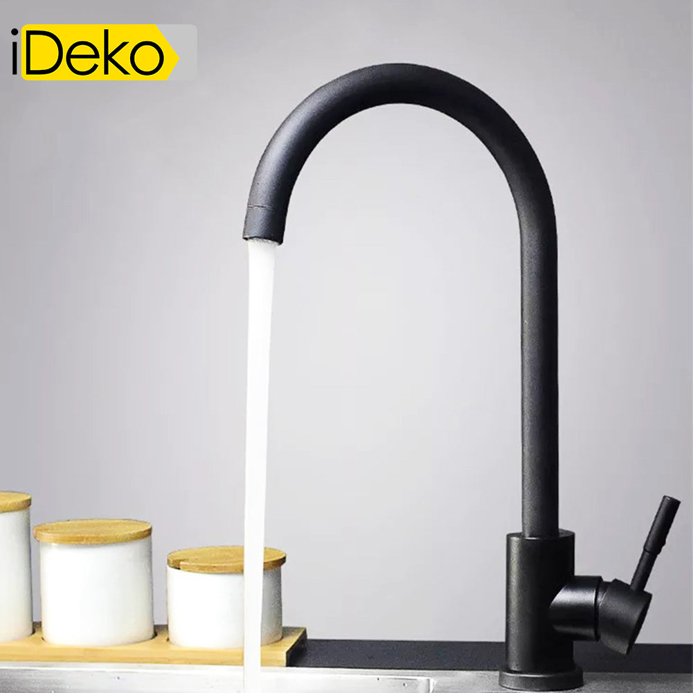 Robinet de cuisine en ceramique rotation a 360 degres evier Noir retro standard EU