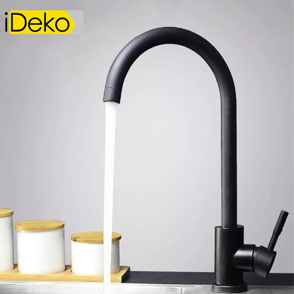 Robinet de cuisine en ceramique rotation a 360 degres evier Noir retro standard EU