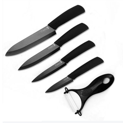 Couteau en ceramique lot de 5 couteaux de cuisine Couteaux chef pour Couper Fruits Legumes Viande Noir