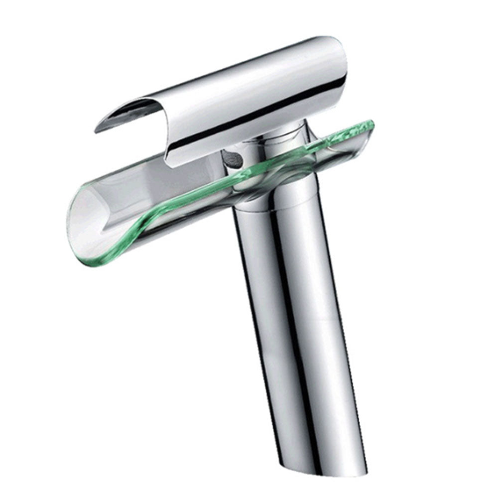 Robinet de salle de bain Mitigeur lavabo cascade haut de bec en verre
