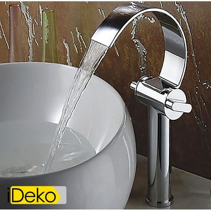 Robinet de salle de bain Mitigeur lavabo Fini Chrome Double poignee Robinet Cascade Bassin