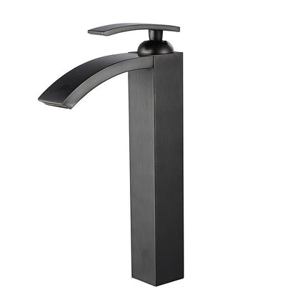 Robinet de salle de bain Mitigeur lavabo cascade Haut cascade Noir Flexible