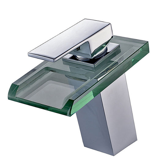 Robinet salle de bain lavabo Mitigeur cascade en verre LAITON LED 3 couleur LED