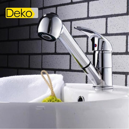 Robinet de cuisine salle de bain grande doucette etirable Mitigeur de lavabo Chrome avec Flexible