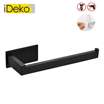 Porte Serviettes Auto-Adhesif Acier inoxydable Noir 22.5cm pour salle de bain