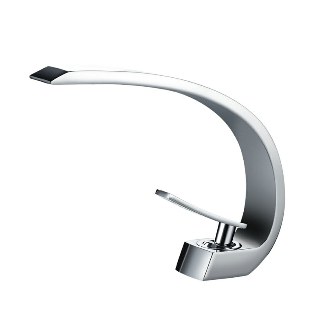 Robinet de salle de bain Mitigeur lavabo salle bain design moderne Laiton Ceramique chrome IDK6101-1 avec flexibles