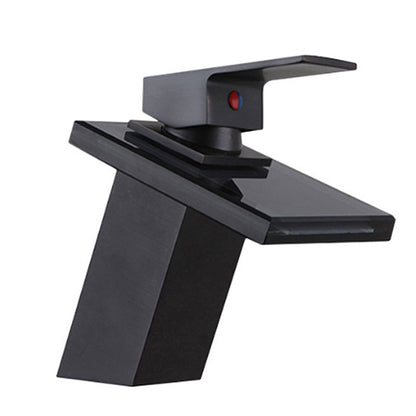 Robinet de salle de bain Mitigeur Lavabo sdb cascade laiton verre Noir