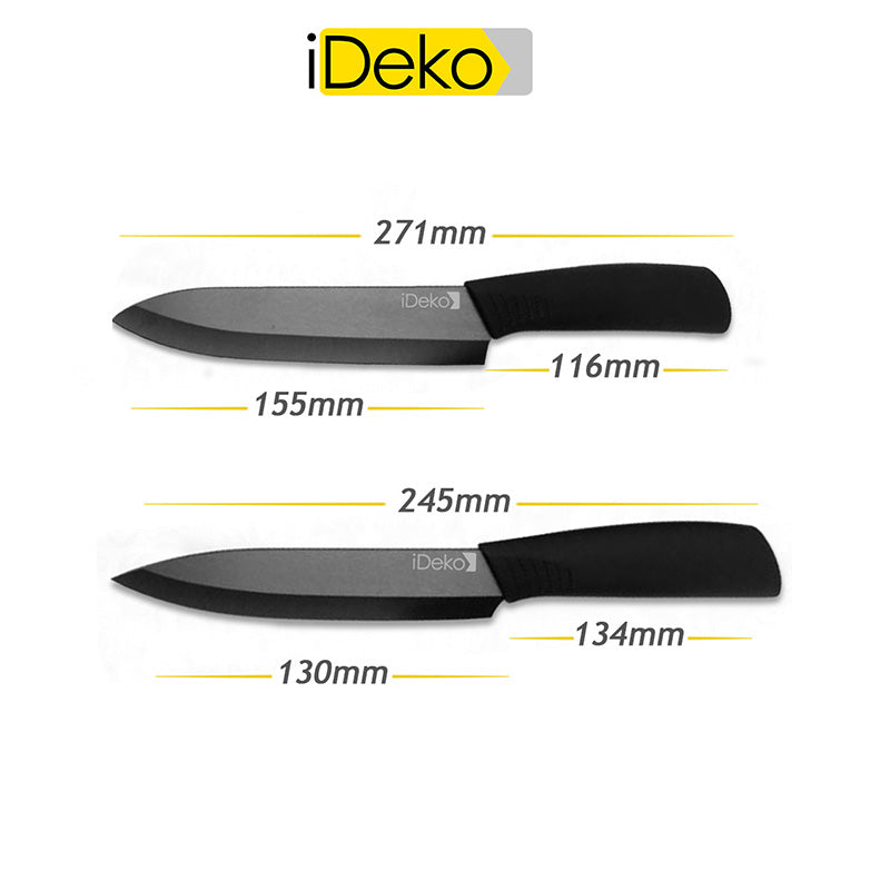 Couteau en ceramique lot de 5 couteaux de cuisine Couteaux chef pour Couper Fruits Legumes Viande Noir