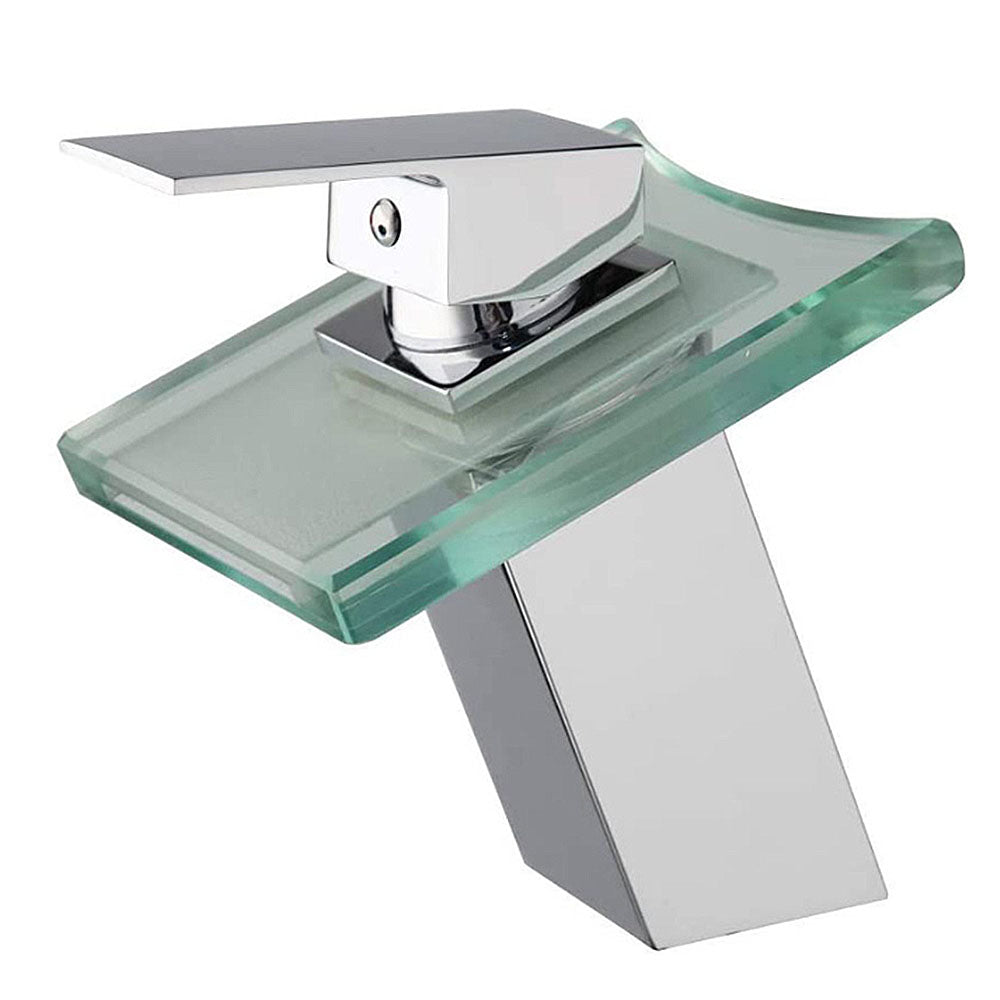 Robinet de salle de bains Mitigeur lavabo LED contemporaine conduit un trou mitigeur robinet cascade d'evier