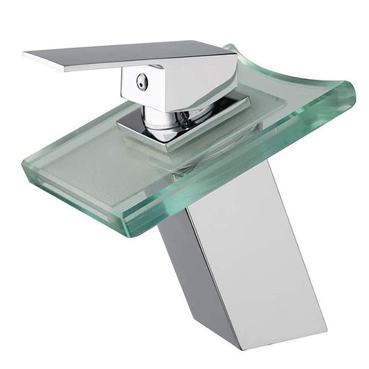Robinet de salle de bains Mitigeur lavabo LED contemporaine conduit un trou mitigeur robinet cascade d'evier