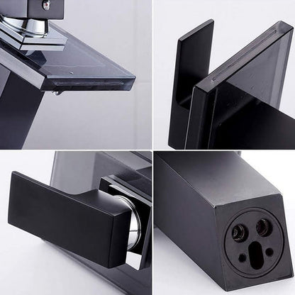 Robinet de salle de bain Mitigeur Lavabo sdb cascade laiton verre Noir