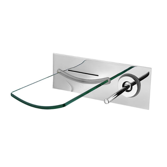 Robinet salle de bain Gros cascade en verre mural Mitigeur de Lavabo en Laiton