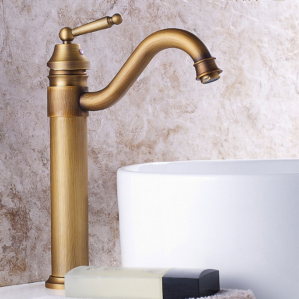 Robinet salle de bain Mitigeur de Lavabo en Laiton Antique IDEKO - Monotrou - Convient pour Lavabo et Vasque