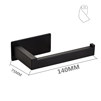Porte rouleau serviette Papier Toilette WC Auto-adhesif Mural de Salle de Bains 304 Acier Inoxydable Noir