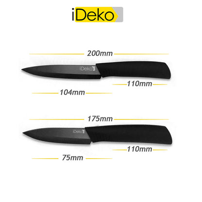 Couteau en ceramique lot de 5 couteaux de cuisine Couteaux chef pour Couper Fruits Legumes Viande Noir
