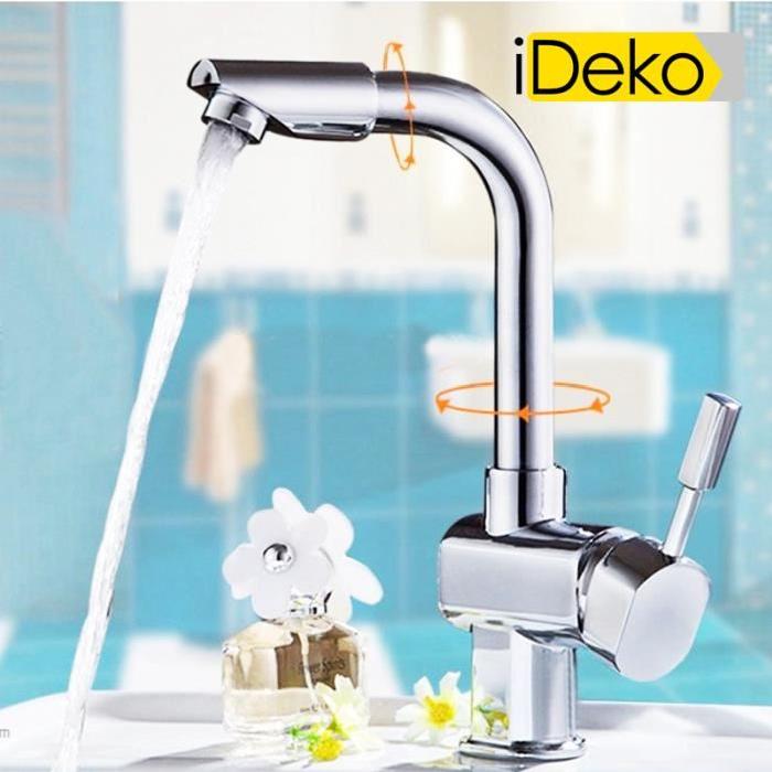 Robinet de cuisine Mitigeur pour lavabo Chrome avec Flexible