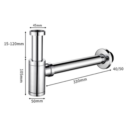 Siphon de Lavabo en Laiton Universel 45mm Tube de Siphon Chrome Design standard Reglable Anti Odeur