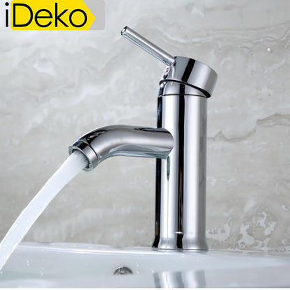 Robinet de salle de bain cascade chrome pour lavabo avec Flexible simple famille
