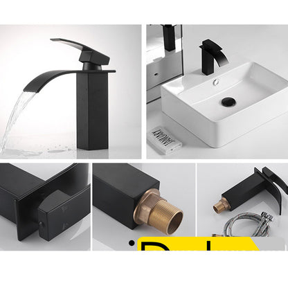 Robinet de salle de bain Mitigeur Lavabo en laiton finition peinture Noir cascade robinet d'evier salle de bains