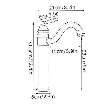 Robinet salle de bain Mitigeur de Lavabo en Laiton Antique IDEKO - Monotrou - Convient pour Lavabo et Vasque