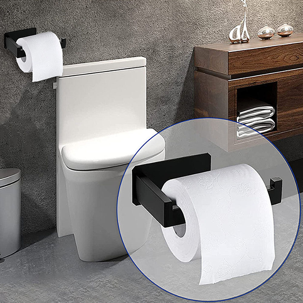 Porte Serviettes Auto-Adhesif Acier inoxydable Noir 22.5cm pour salle de bain